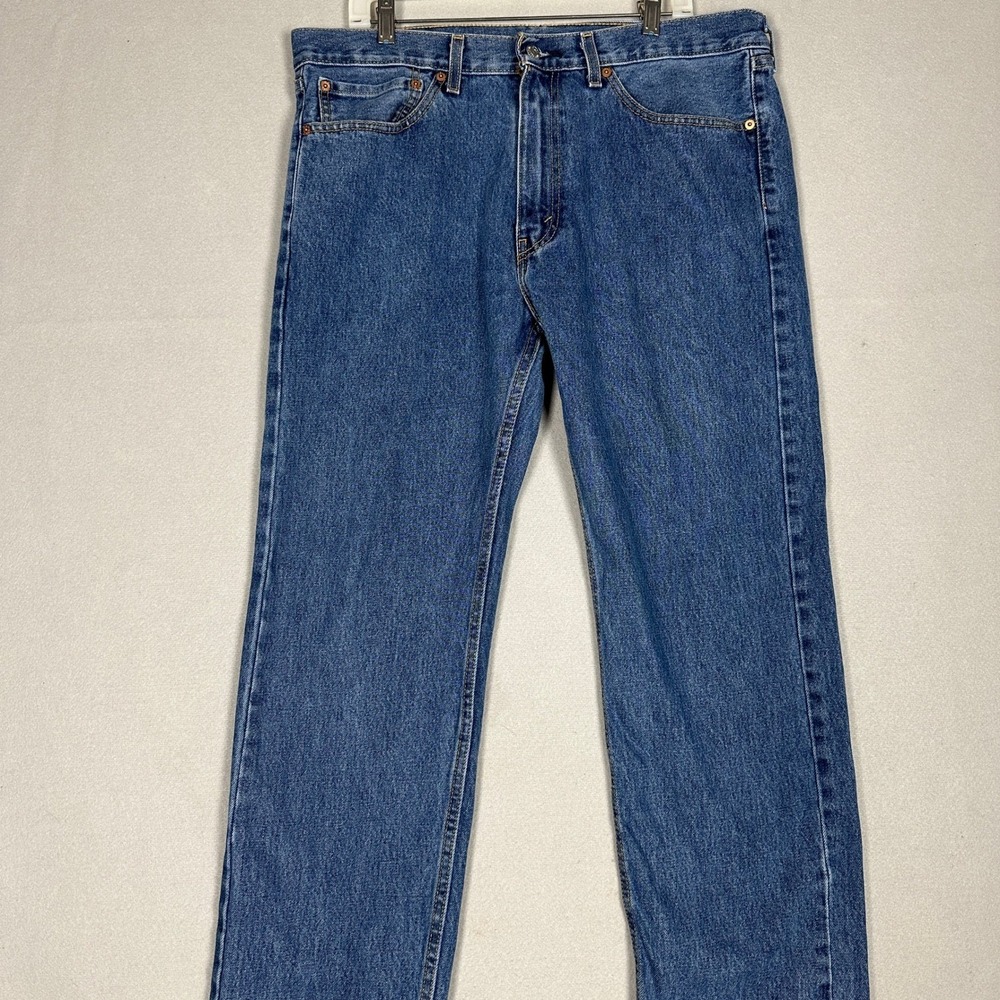 Levis 505 Jeans Mens 36X34 Blue Regular Straight Casual Denim Classic 5-Pocket